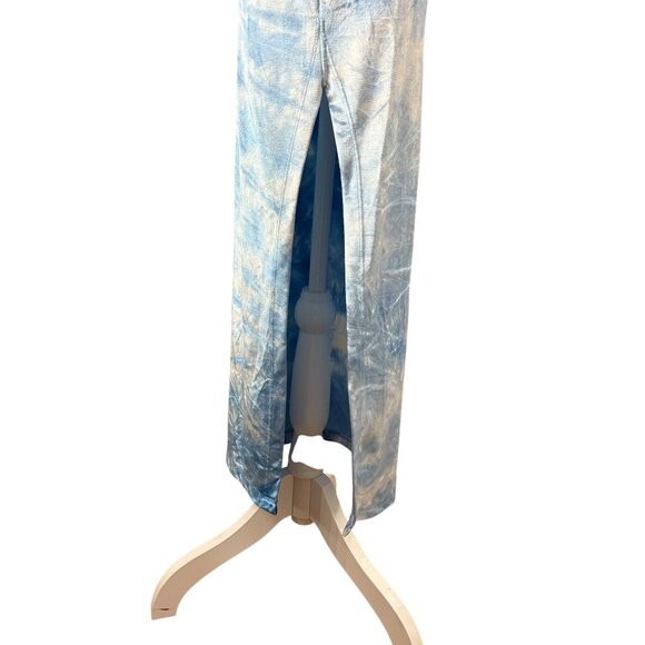 Derek Heart Tie-Dye Spaghetti Strap Maxi Dress Blue & White Side Slit Size S - Picture 7 of 9